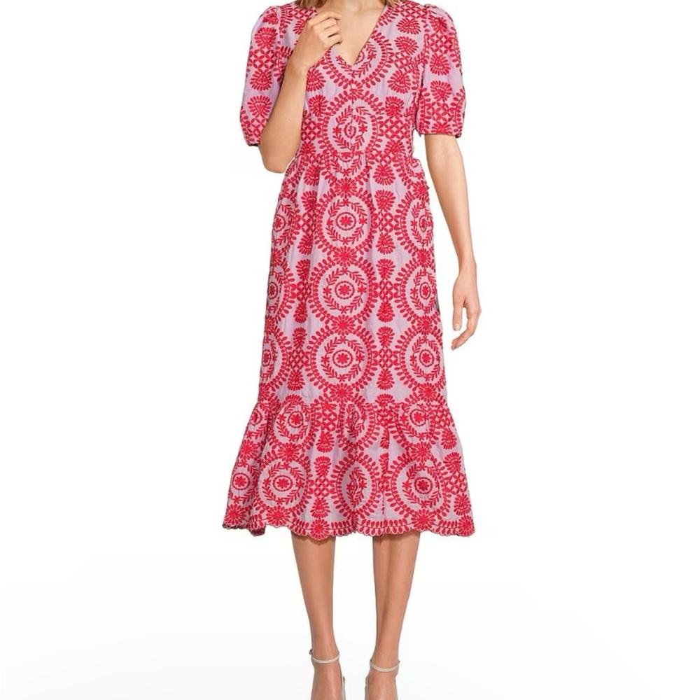 Adelyn Rae Luisa Embroidered Midi Dress